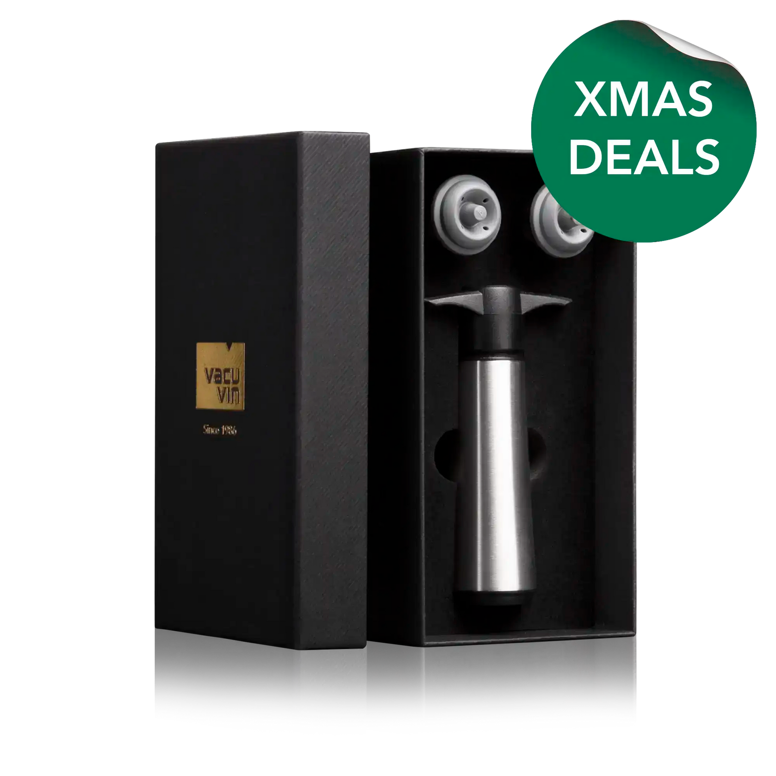 vacu vin stainless steel wine saver gift set with 2 stoppers andxmas deals sticker