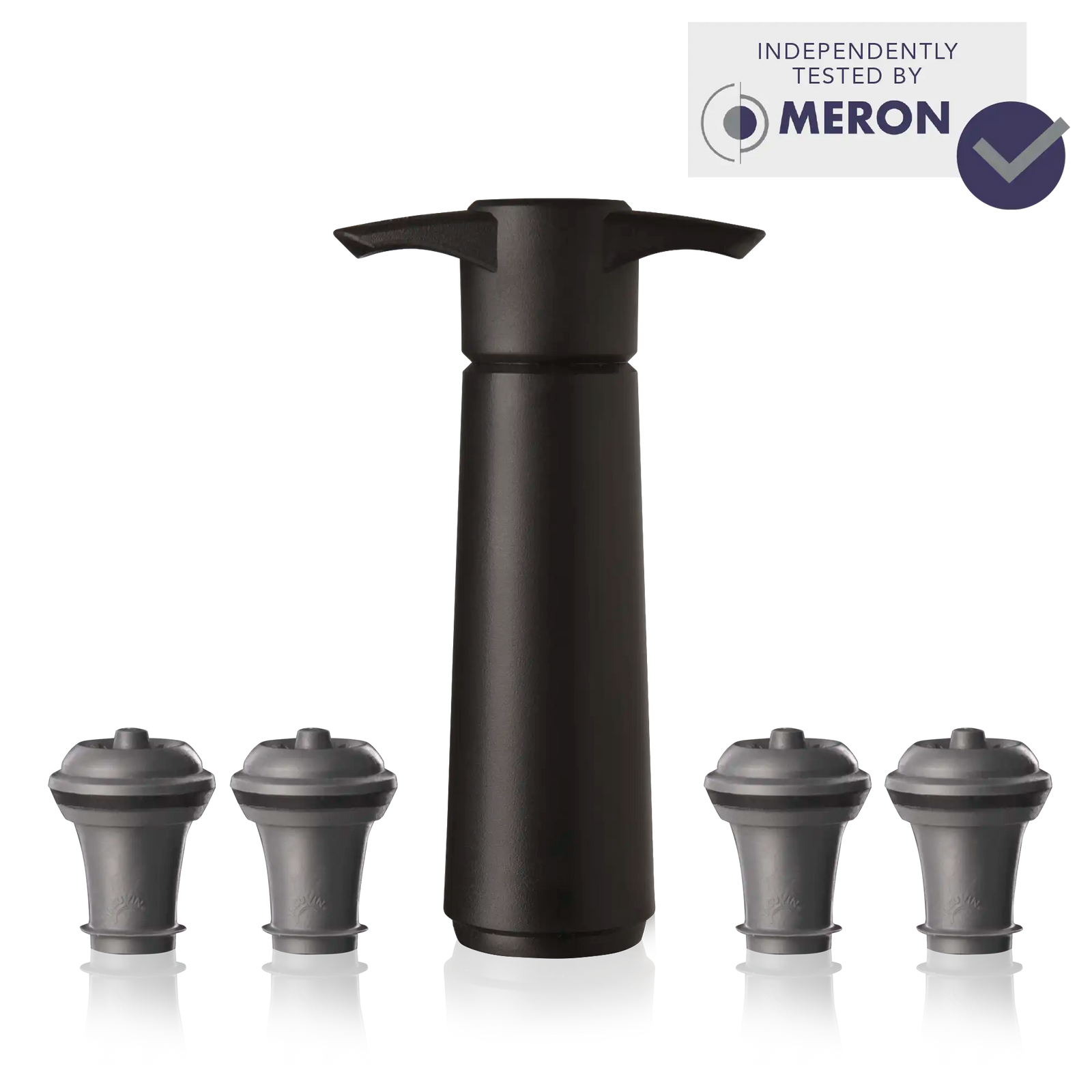 Vacu Vin Original Wine Saver black with 4 stoppers with meron claim