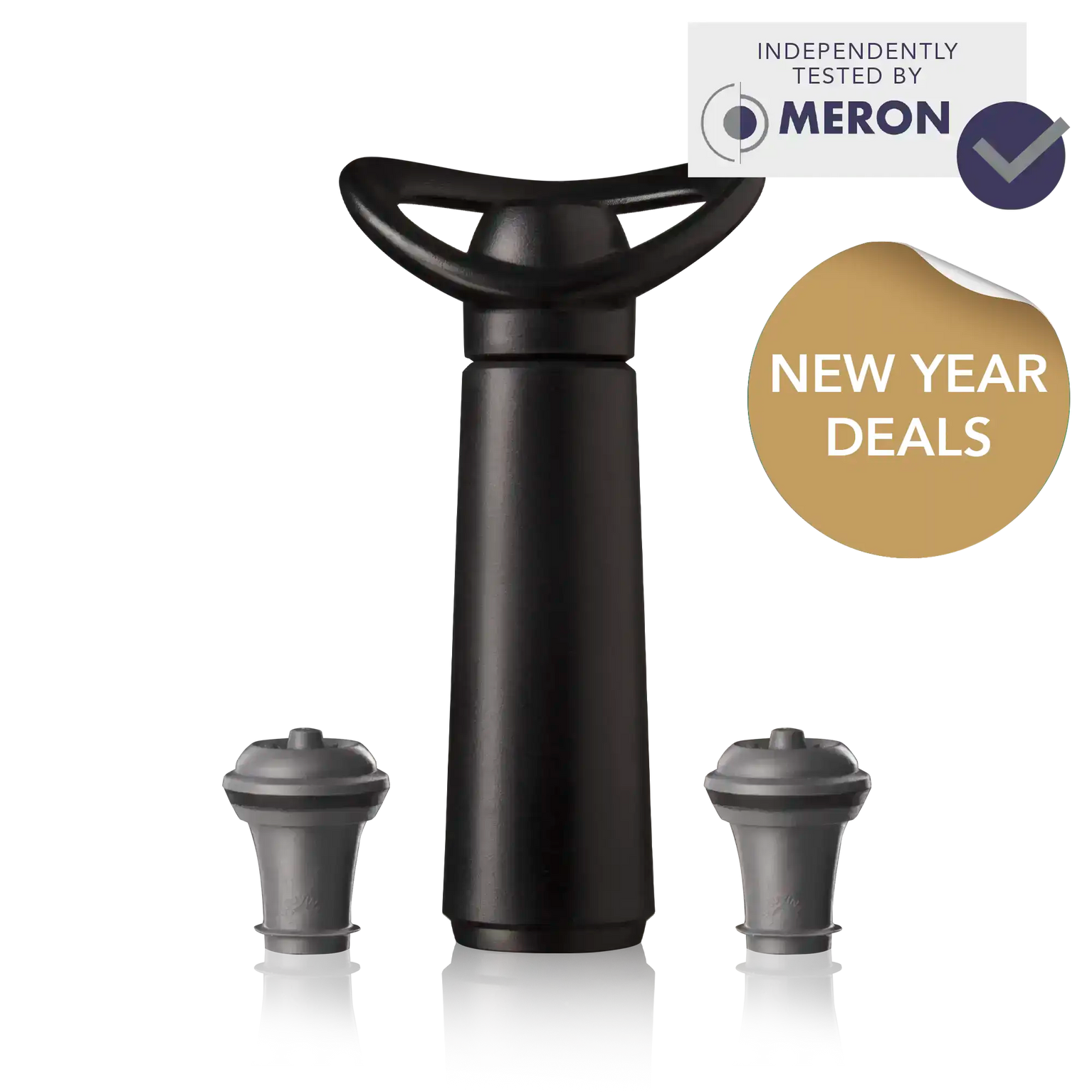 Wine Saver concerto VAcu Vin 2 Stoppers with meron test claim and new year deals sticker