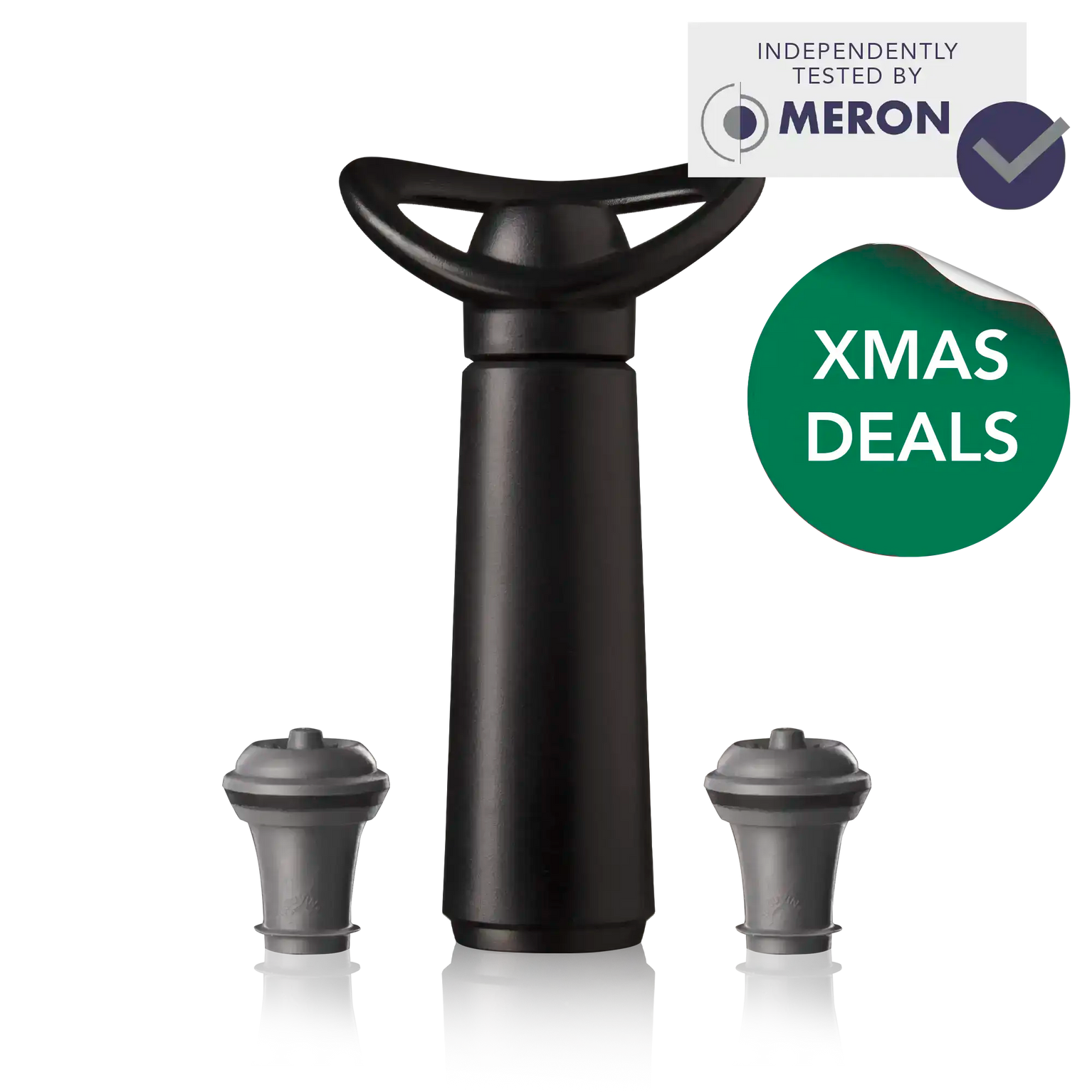 Wine Saver concerto VAcu Vin 2 Stoppers with meron test claim and xmas deals sticker