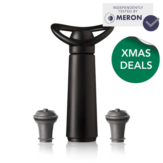 Wine Saver concerto VAcu Vin 2 Stoppers with meron test claim and xmas deals sticker