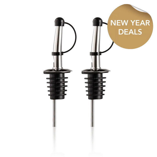 vacu vin bottle pourers with new year deals sticker