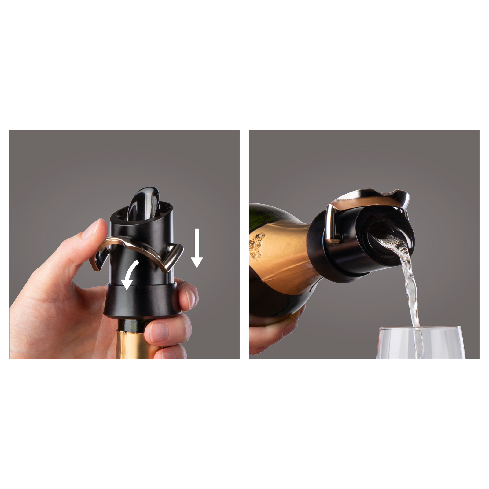 Vacu Vin Champagne Stopper & Server how it works