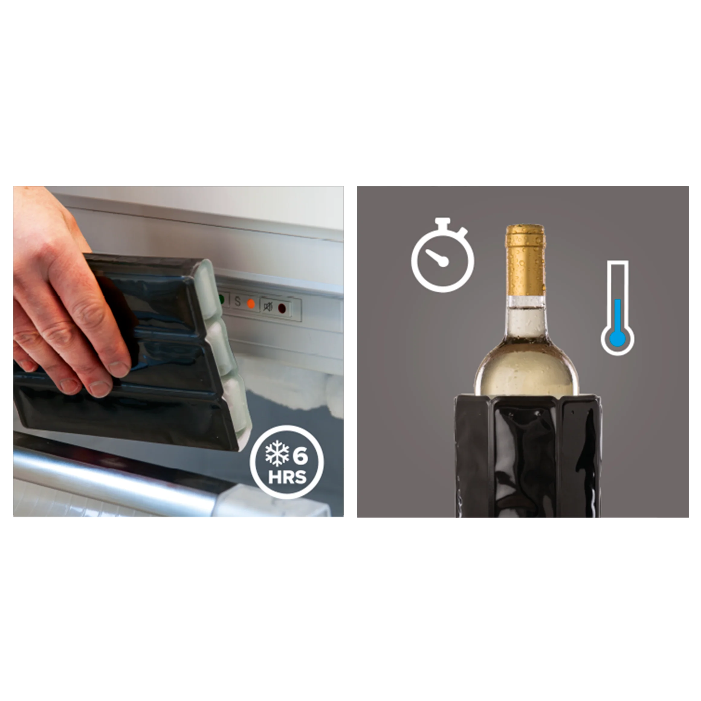 Eisloser Weinkühler-Set – Edelstahl-Kühlhülle, Weinpumpe, Belüfter & 4 Stoppers (schwarz)