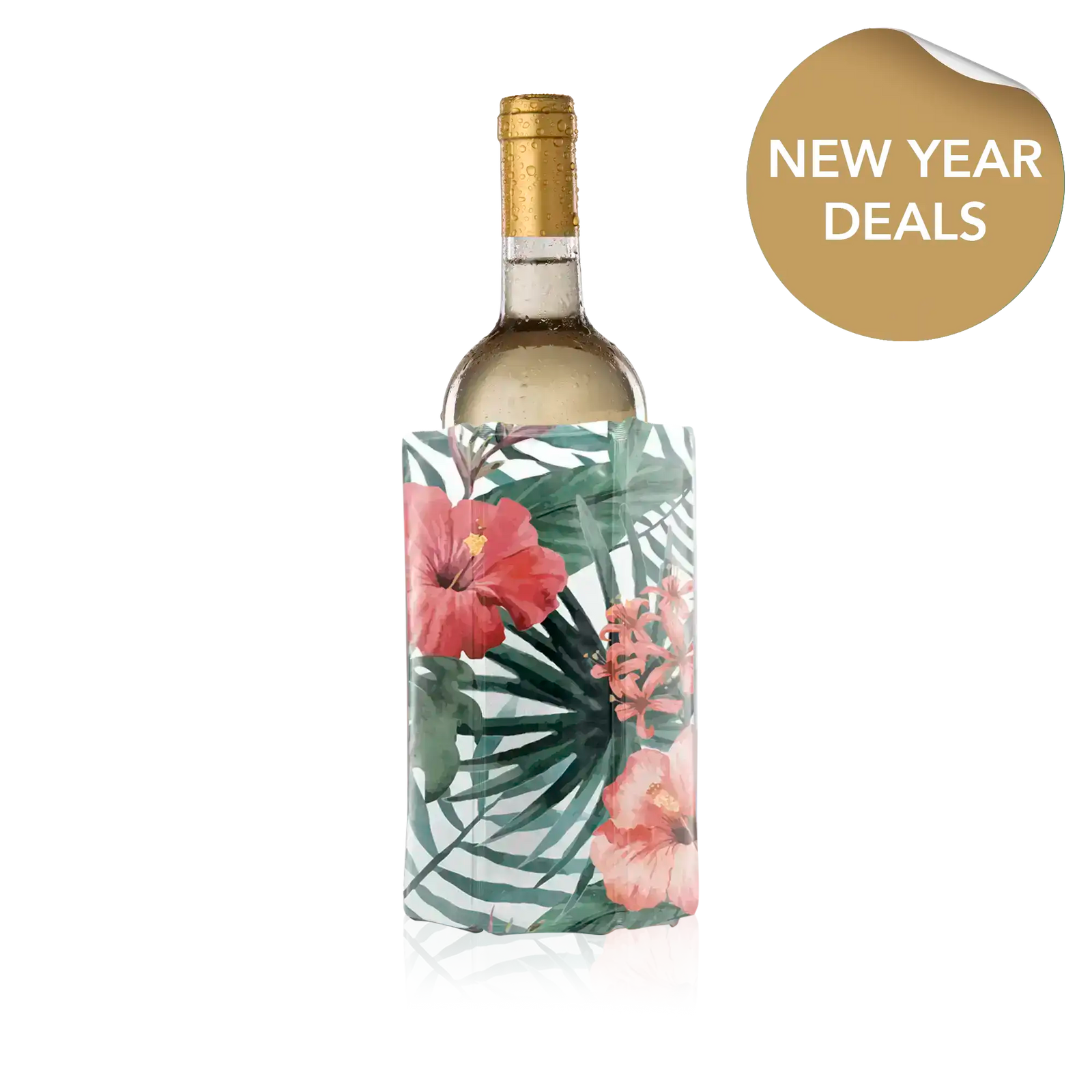 Vacu Vin Wine Cooler Sleeve botanical with new year deals sticker