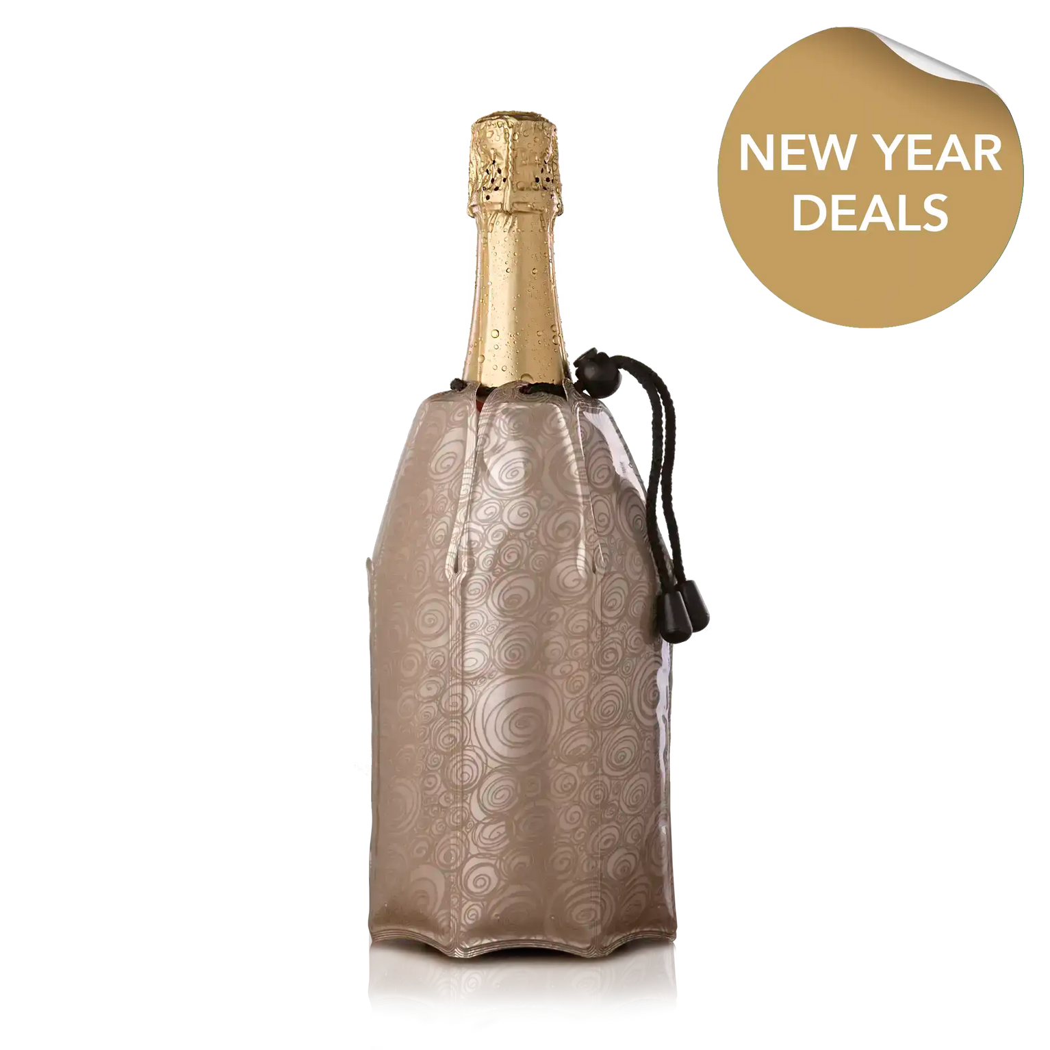 vacu vin champagne cooler sleeve with new year deals sticker
