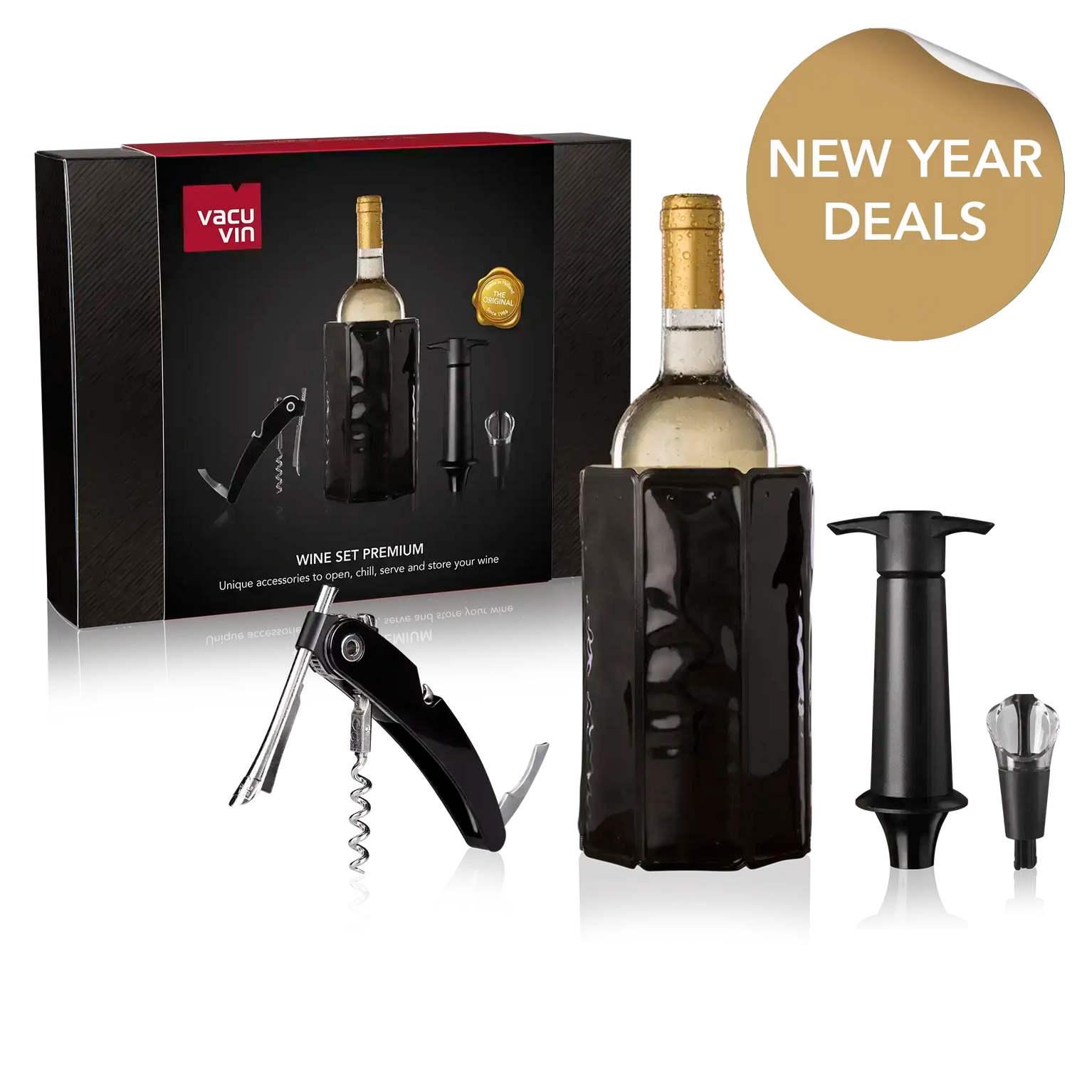 vacu vin wine set premium with new year deal sticker