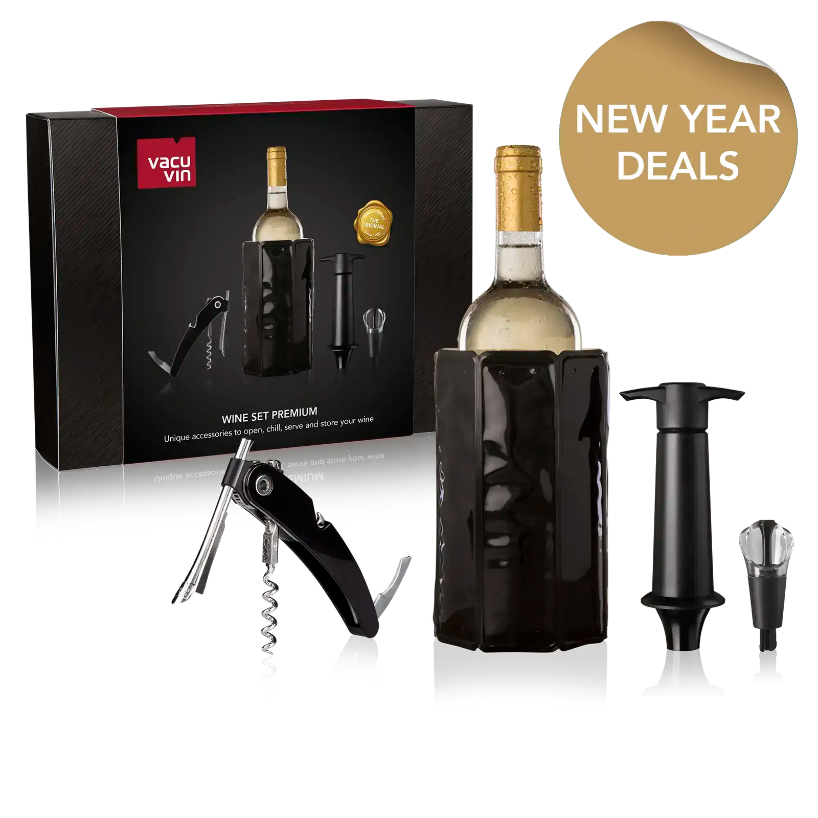 vacu vin wine set premium with new year deal sticker