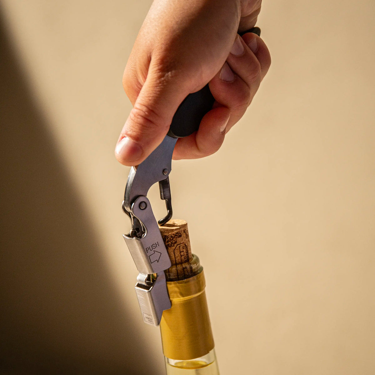 Waiter’s Corkscrew Push Large + Glass Markers Set