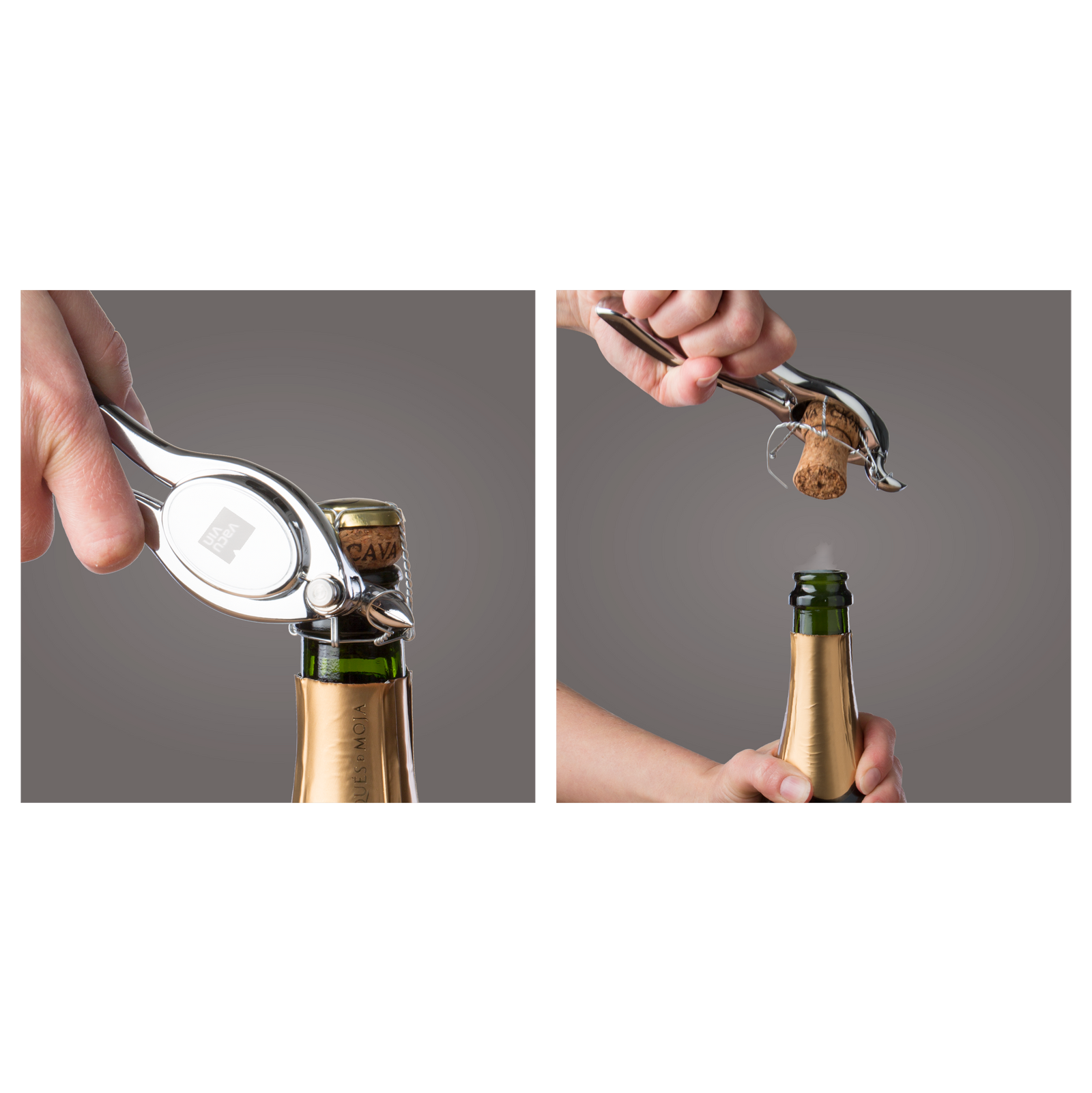 Vacu Vin Champagne Bottle Opener how it works