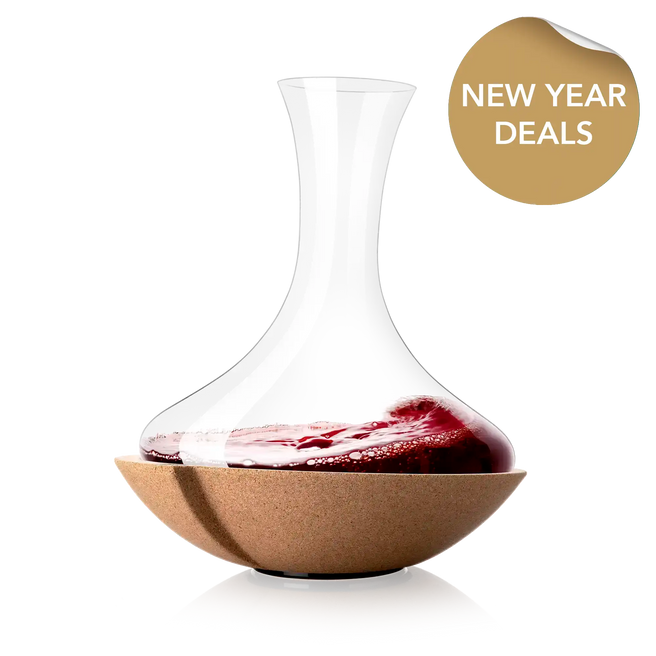 vacu vin swirling decanter with new year deals sticker