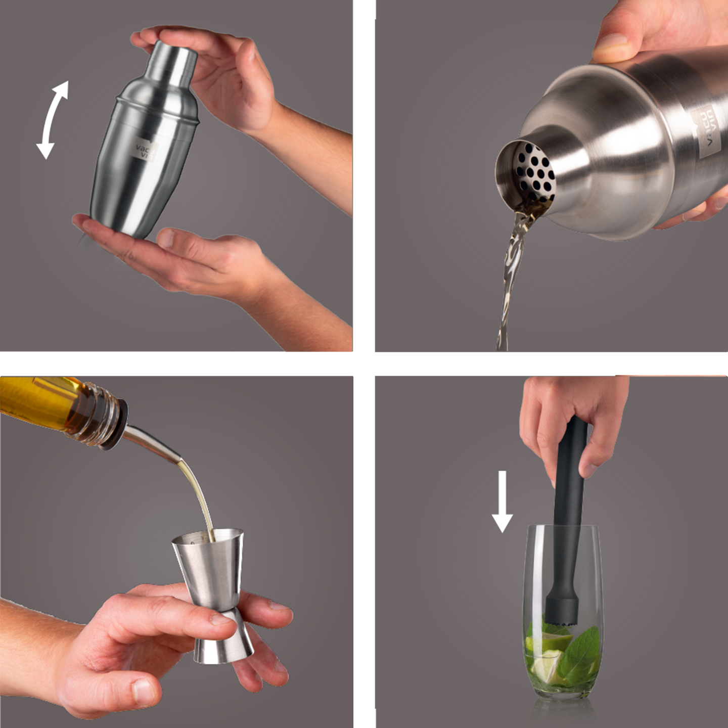 Jigger Doppio Vacu Vin 78323606 - Dosatore In Acciaio Per Cocktail E Liquori, 2 Misure In 1 - 4