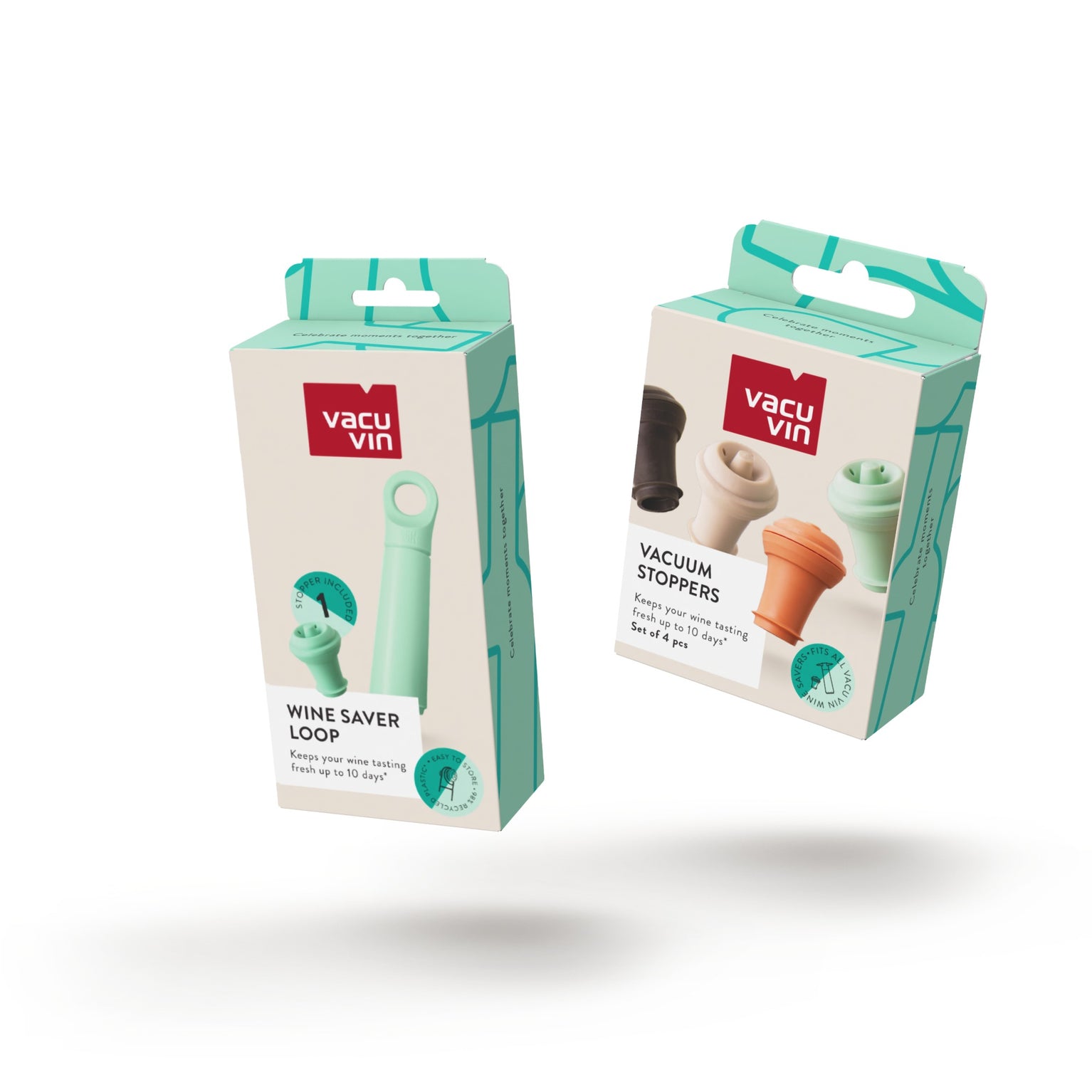 Pompe à vin Loop jade avec 1 + 4 bouchons offerts
