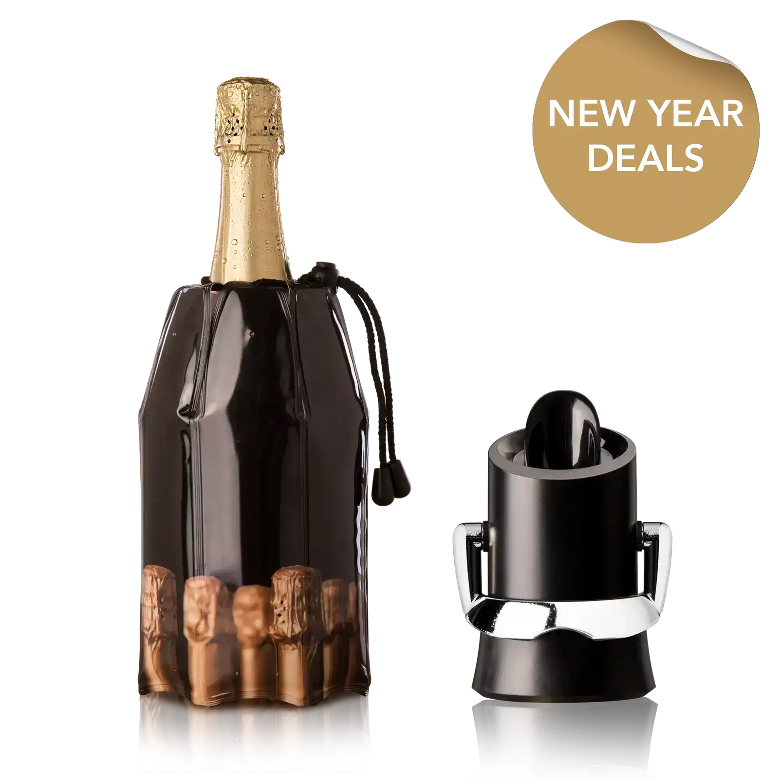 vacu vin new year deal bundle champagne stopper and server and flexible champagne cooler bottles