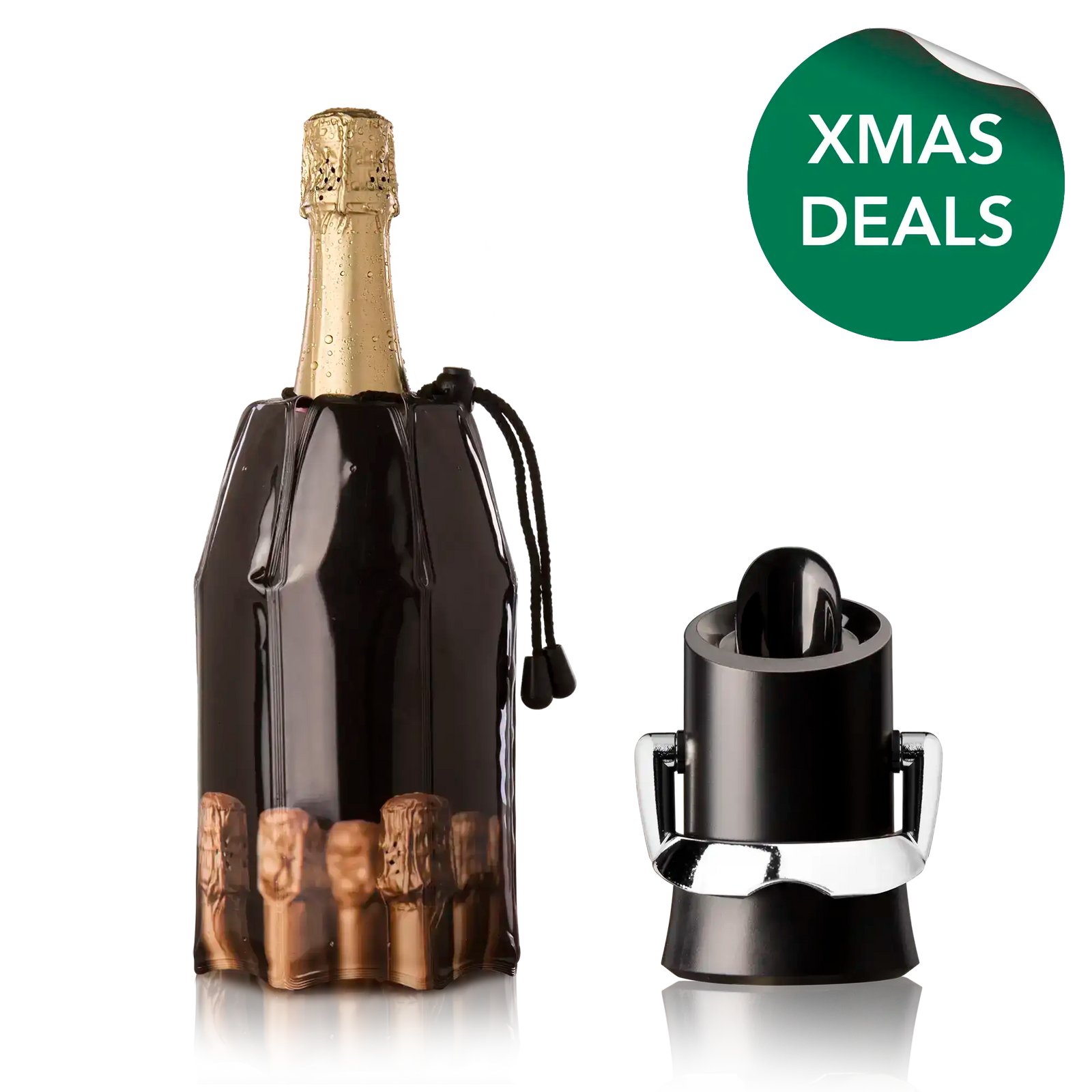 vacu vin xmas deal bundle champagne stopper and server and flexible champagne cooler bottles