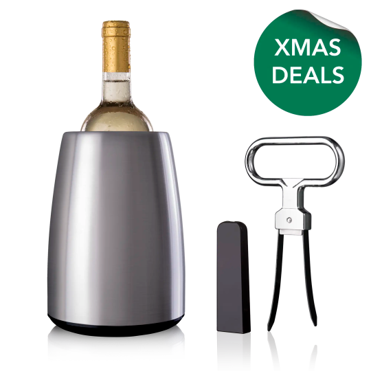 Offre de Noël : Seau à vin Élégant acier brossé & Tire-bouchon à lame