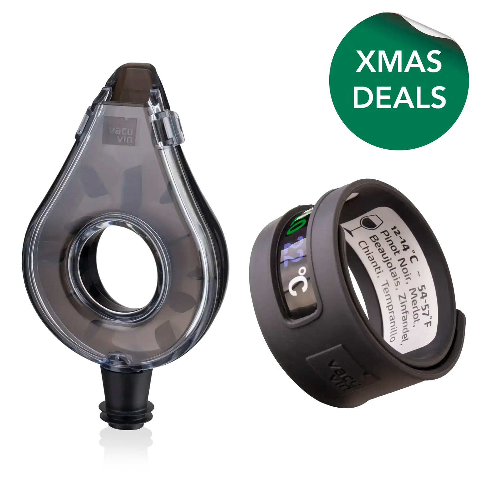 vacu vin wine aerator and wine thermometer with xmas deals sticker