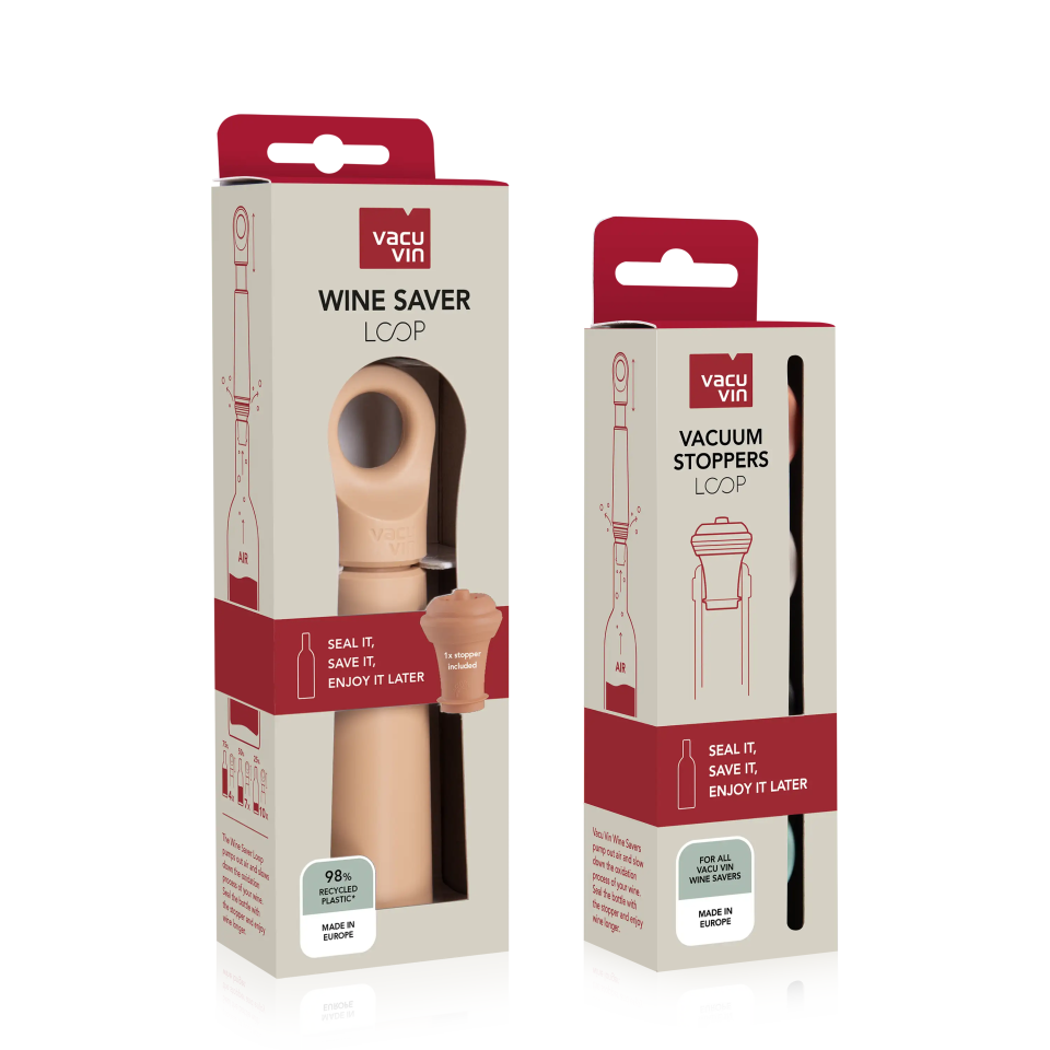 vacu vin wine saver loop with 5 stoppers and xmas deals sticker