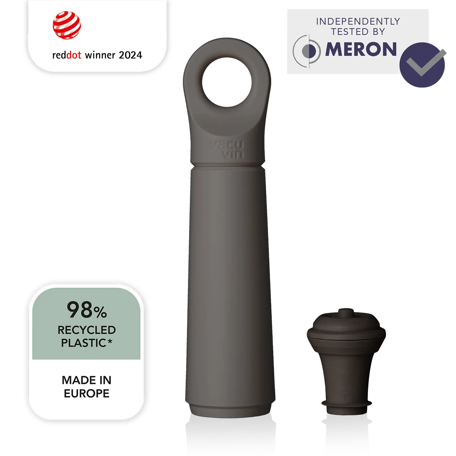 vacu vin wine saver loop graphite with 4 extra stoppers and xmas deals sticker