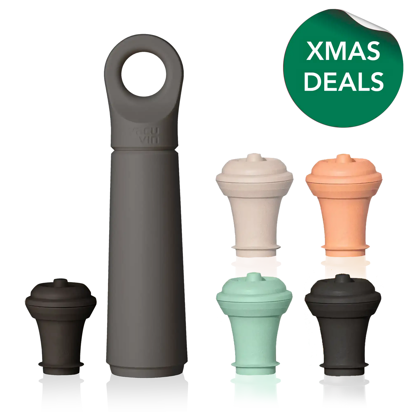 vacu vin wine saver loop graphite with 4 extra stoppers and xmas deals sticker