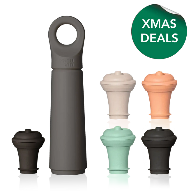 vacu vin wine saver loop graphite with 4 extra stoppers and xmas deals sticker