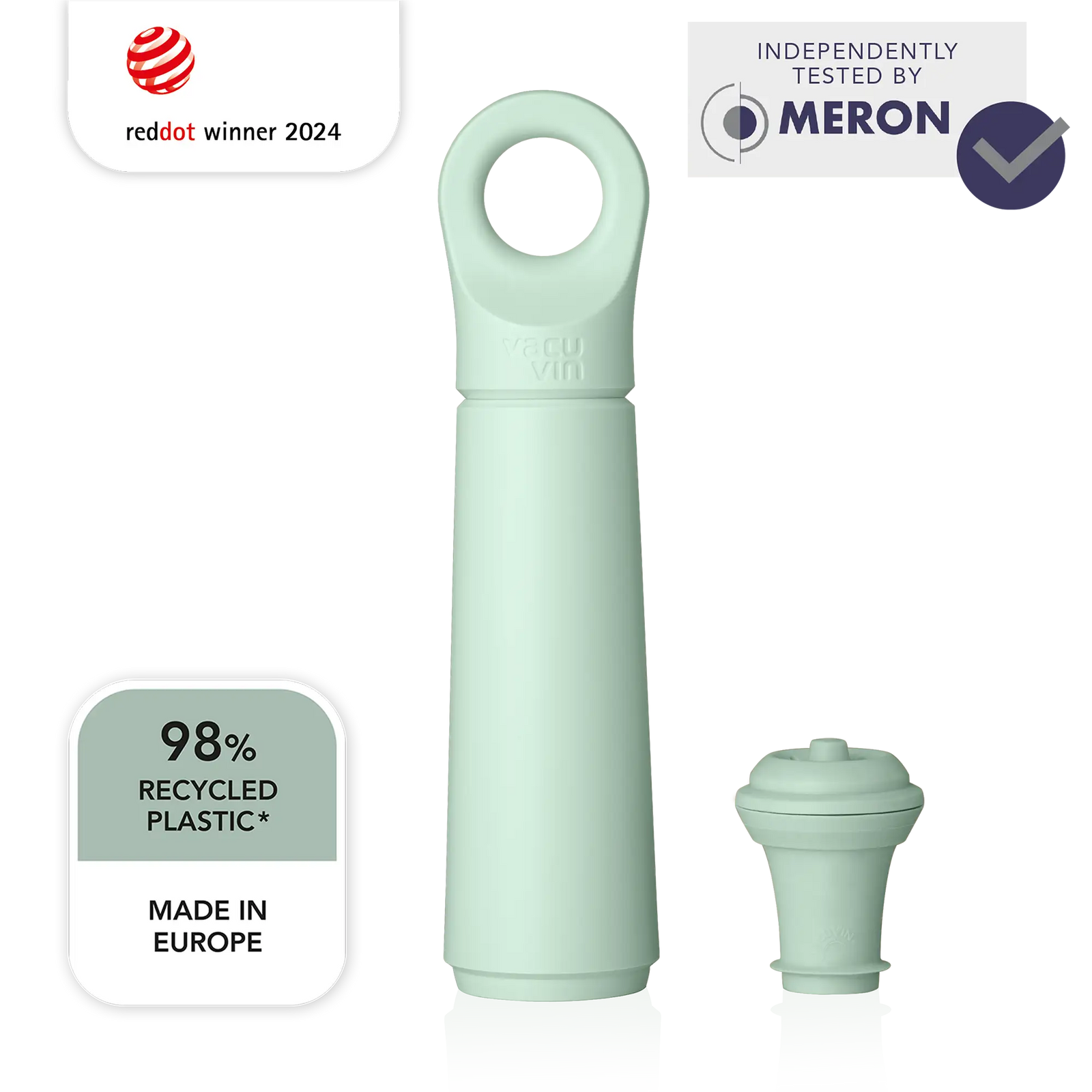 Vacu Vin Wine Saver Loop Jade with meron test claim