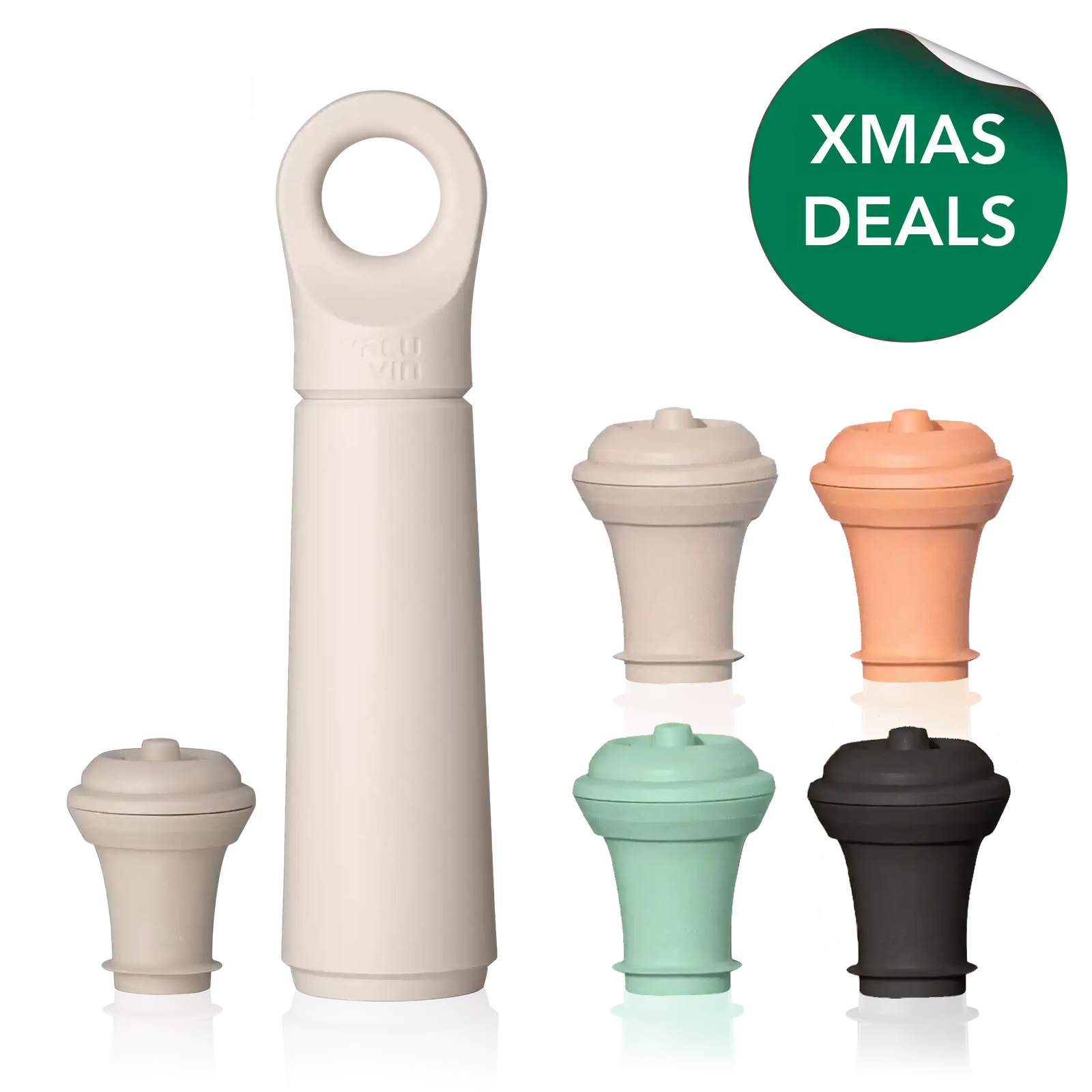 vacu vin wine saver loop sand with 1 stopper and 4 free extra stoppers with xmas deals sticker