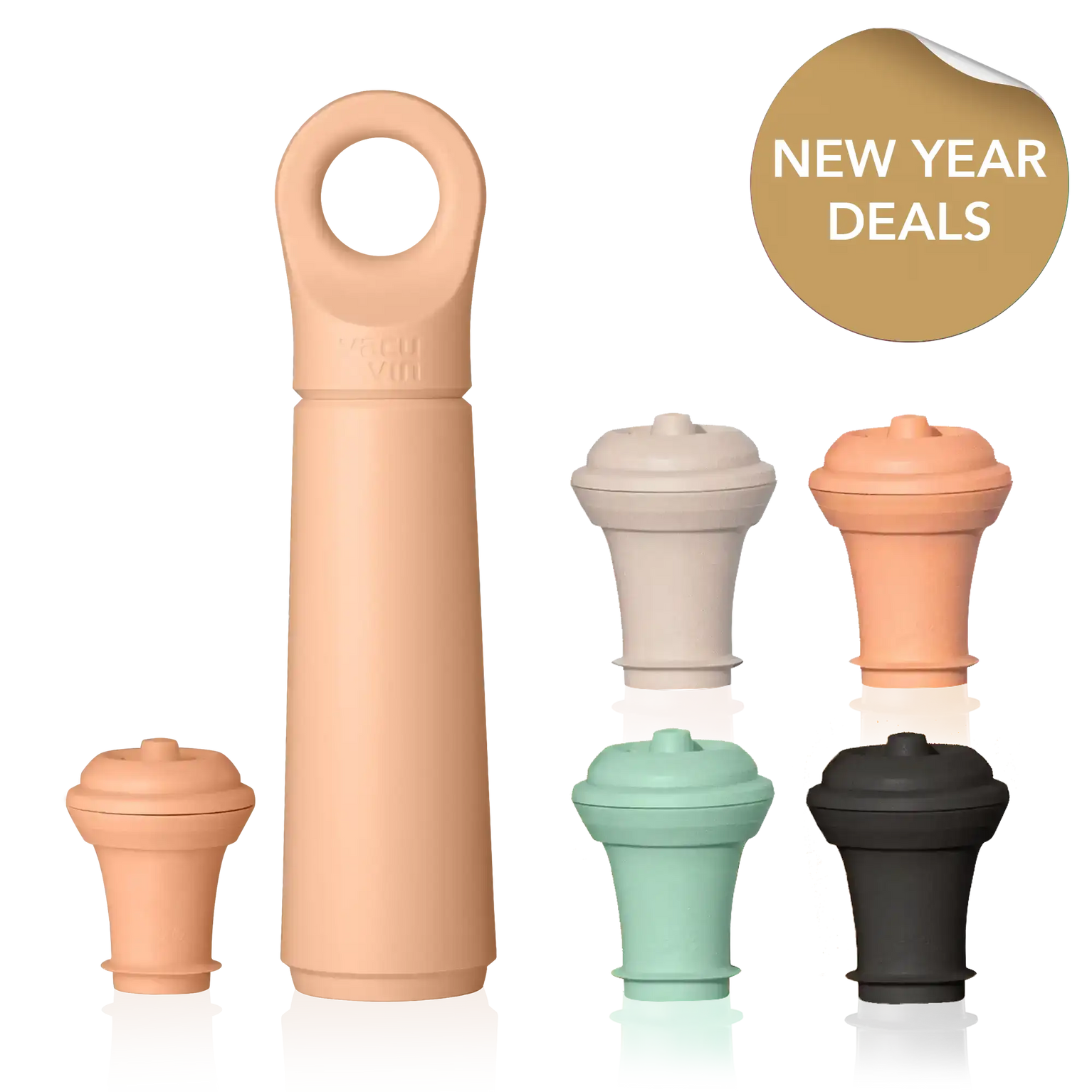 vacu vin wine saver loop terra with 4 extra stoppers and new year deals sticker