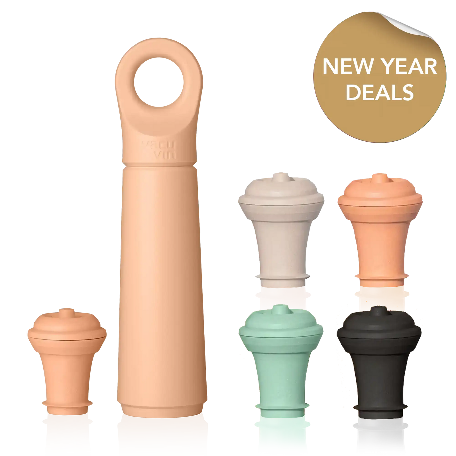 vacu vin wine saver loop terra with 4 extra stoppers and new year deals sticker