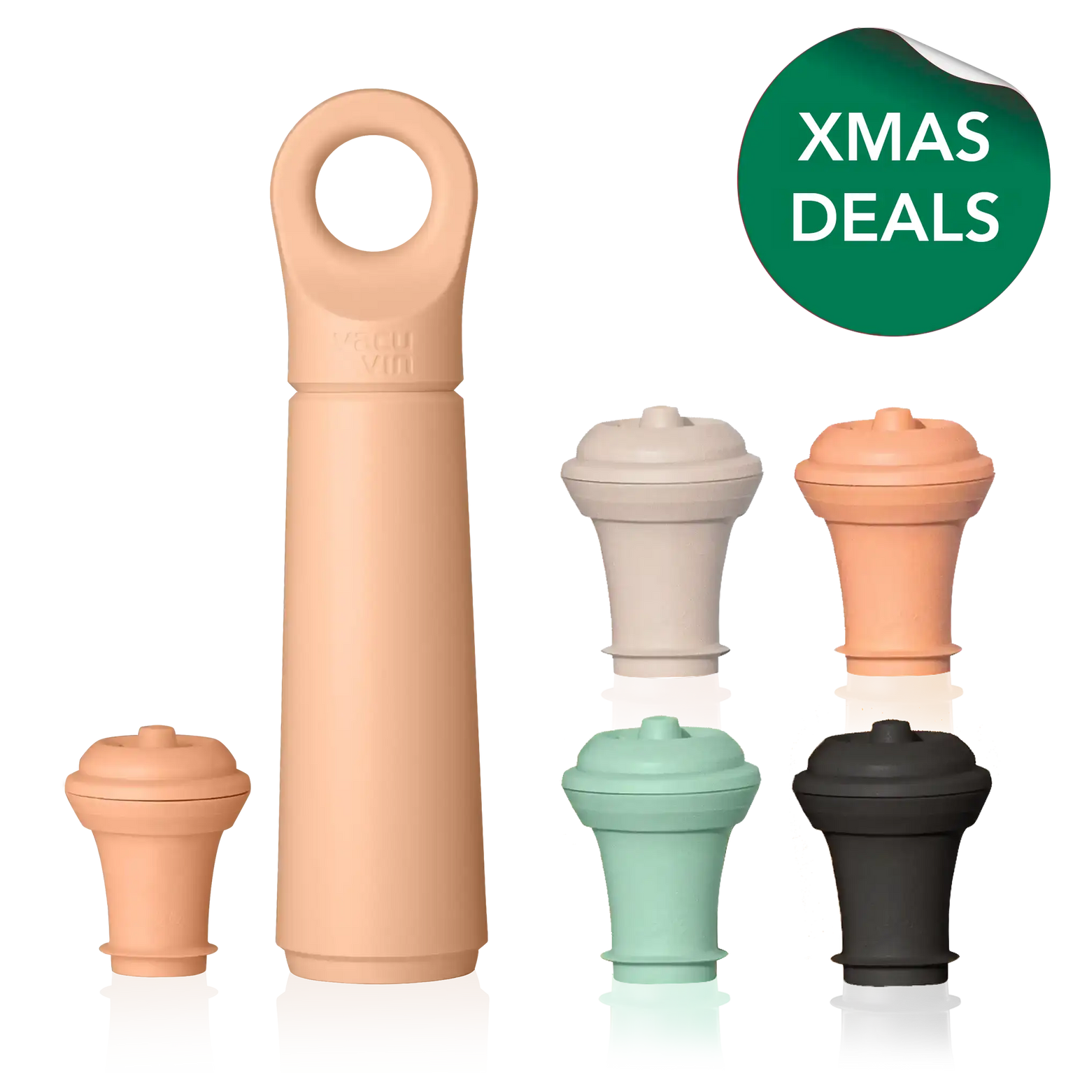 vacu vin wine saver loop with 5 stoppers and xmas deals sticker