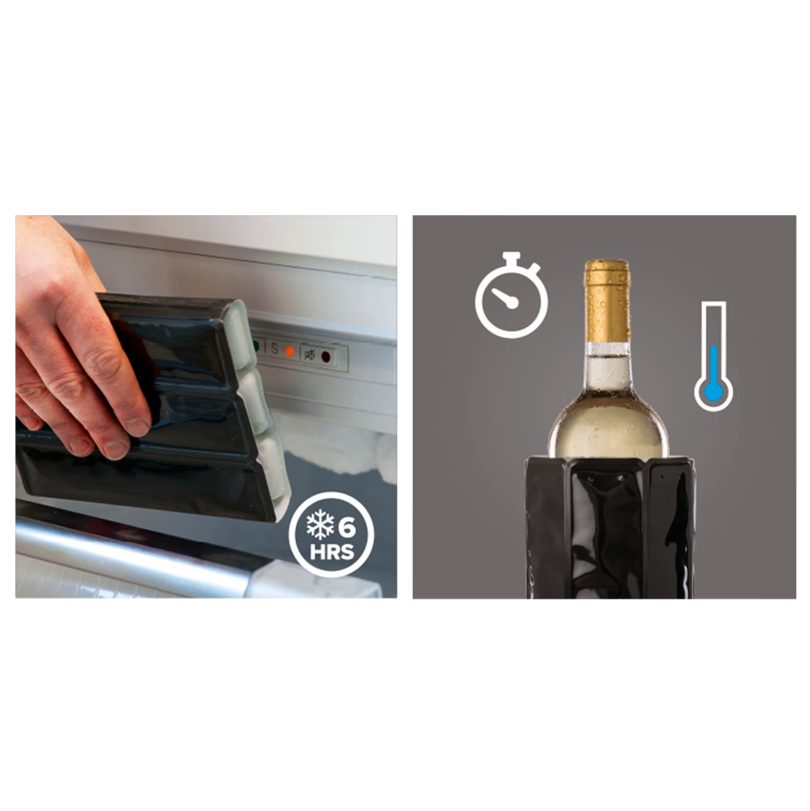 Vacu Vin Wine Cooler Sleeve black how it works