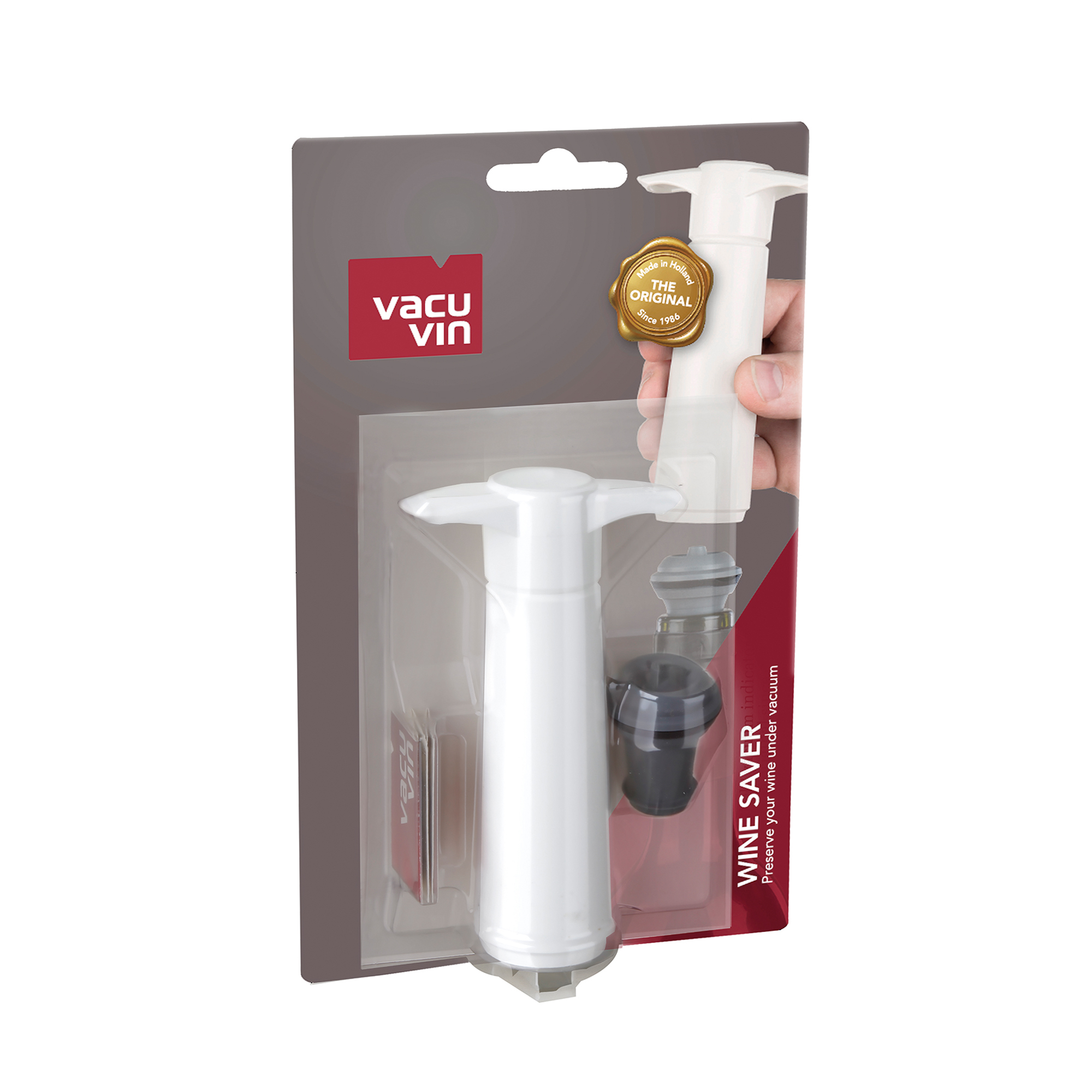 Vacu Vin Wine Saver Pump White with Vacuum Wine Stopper - Keep Your Wine  Fresh for up to 10 Days - 1 Pump 2 Stoppers - Reusable - Made in the