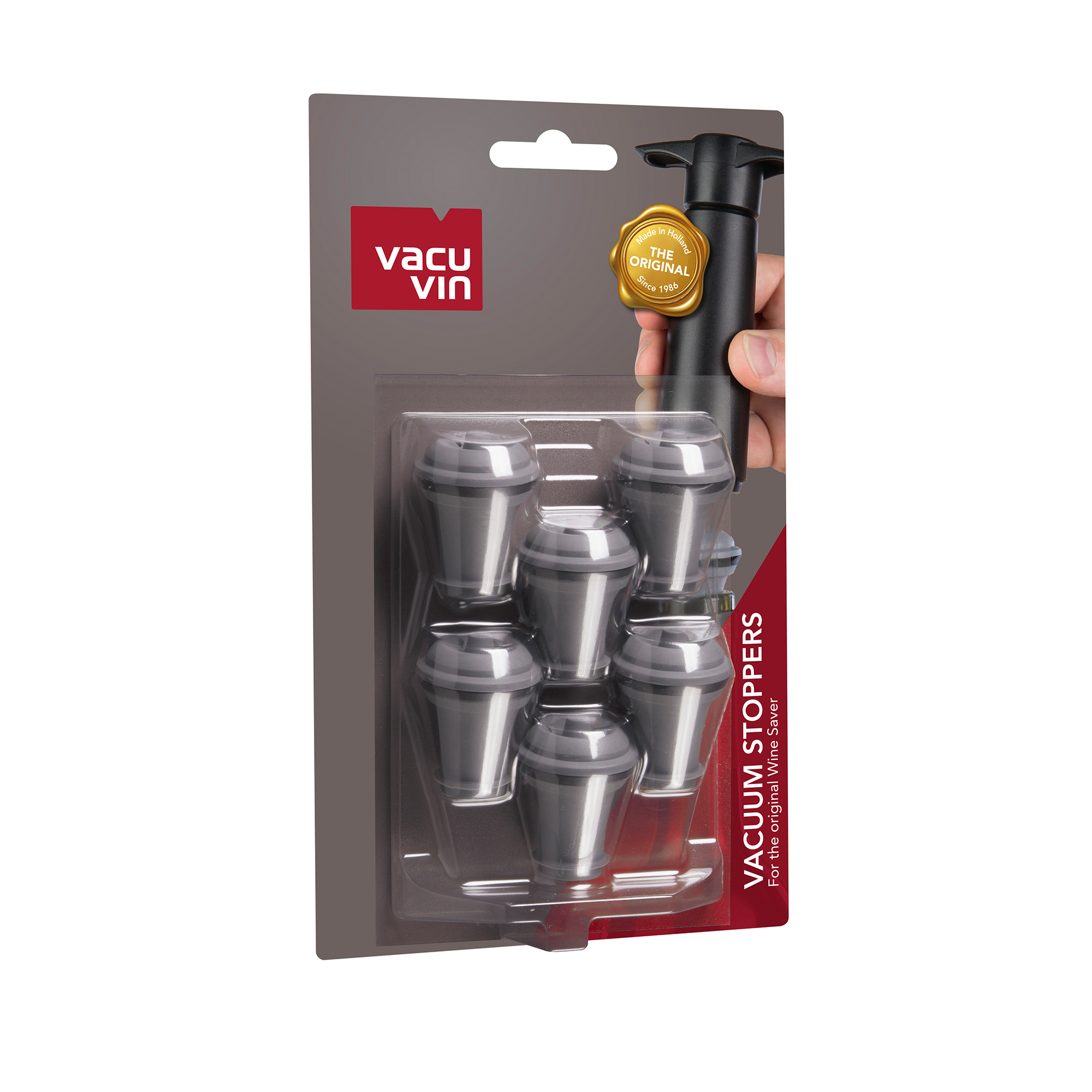 Grey Set of 6 Vacu Vin Wine Saver Vacuum Stoppers 