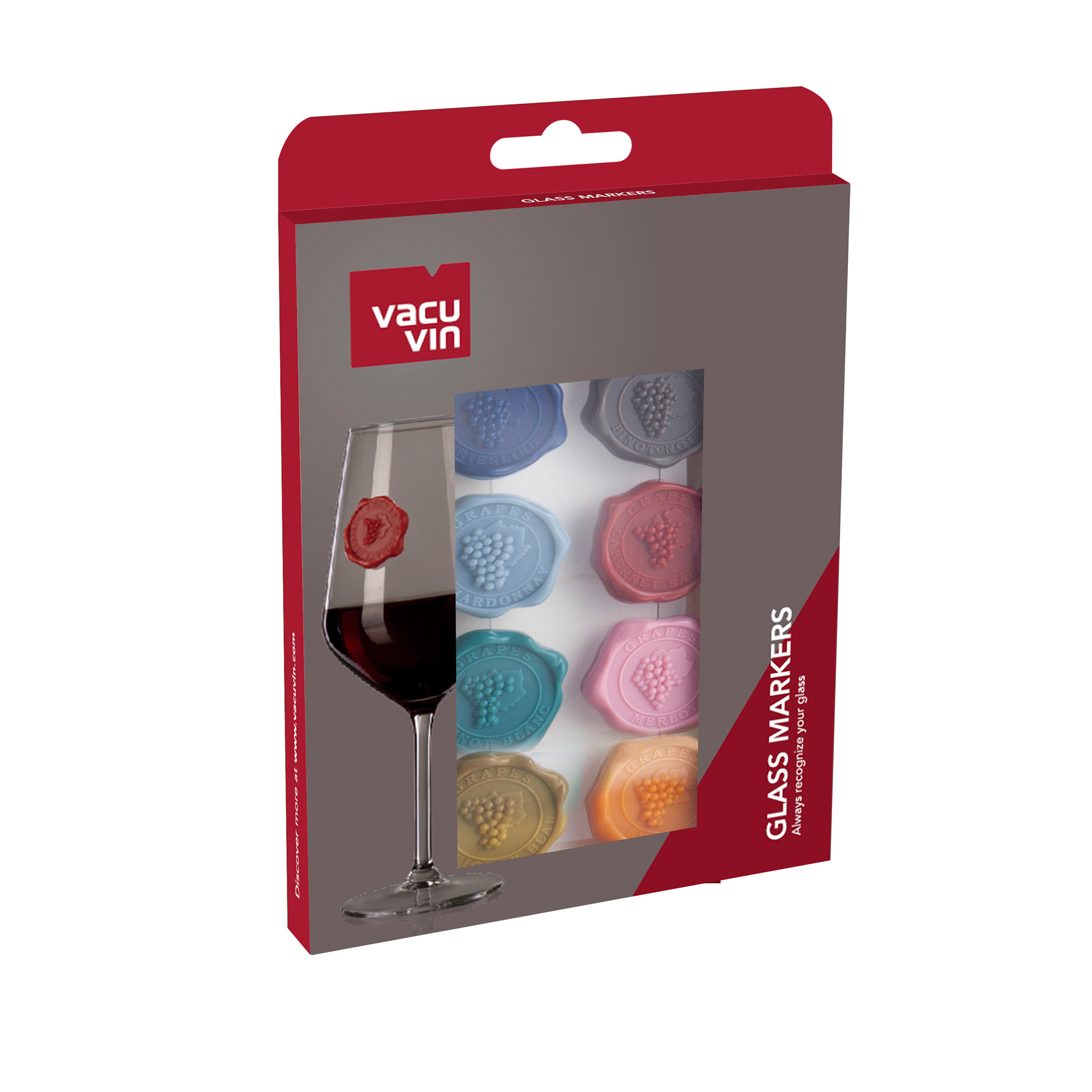 Set of 8 Charms Vacu Vin Classic Grapes Wine Glass & Drink Markers 