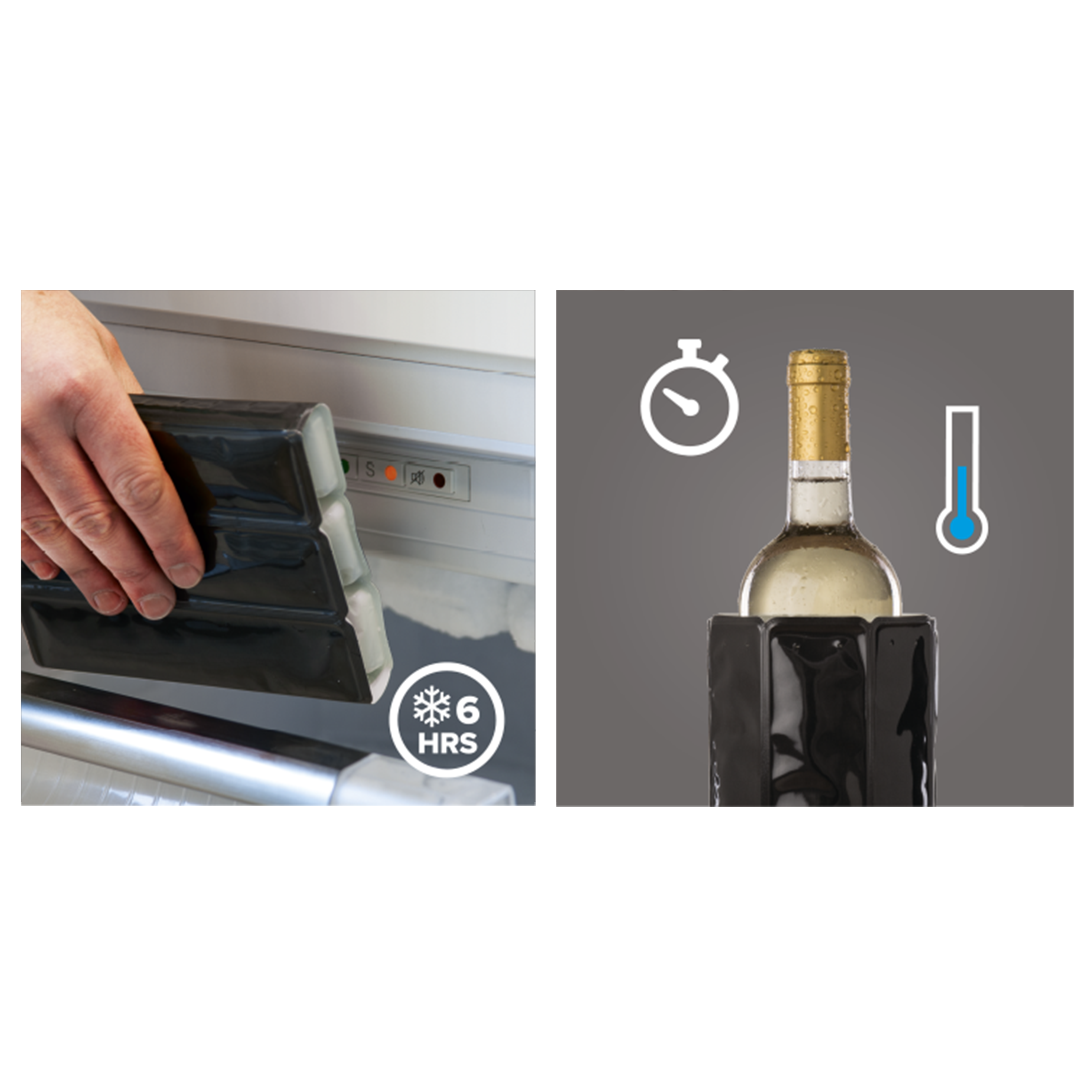 Silver Wine Cooler Sleeve Wrap Around Bottle Drink Chiller Insulated Barcraft 