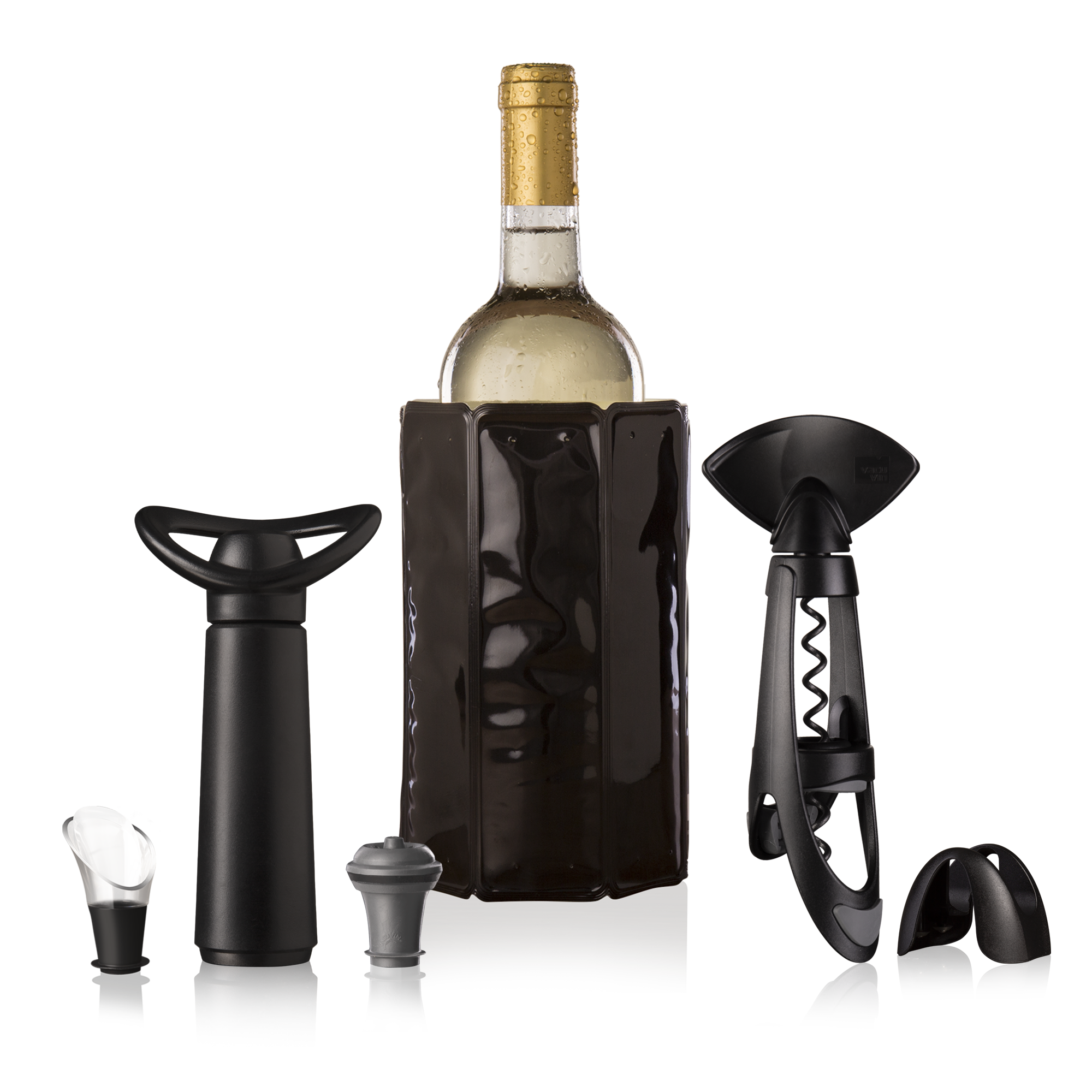 Black 27.8 x 22.2 x 5.5 cm The Wine Show by Vacu Vin Wine Essentials Gift Set 