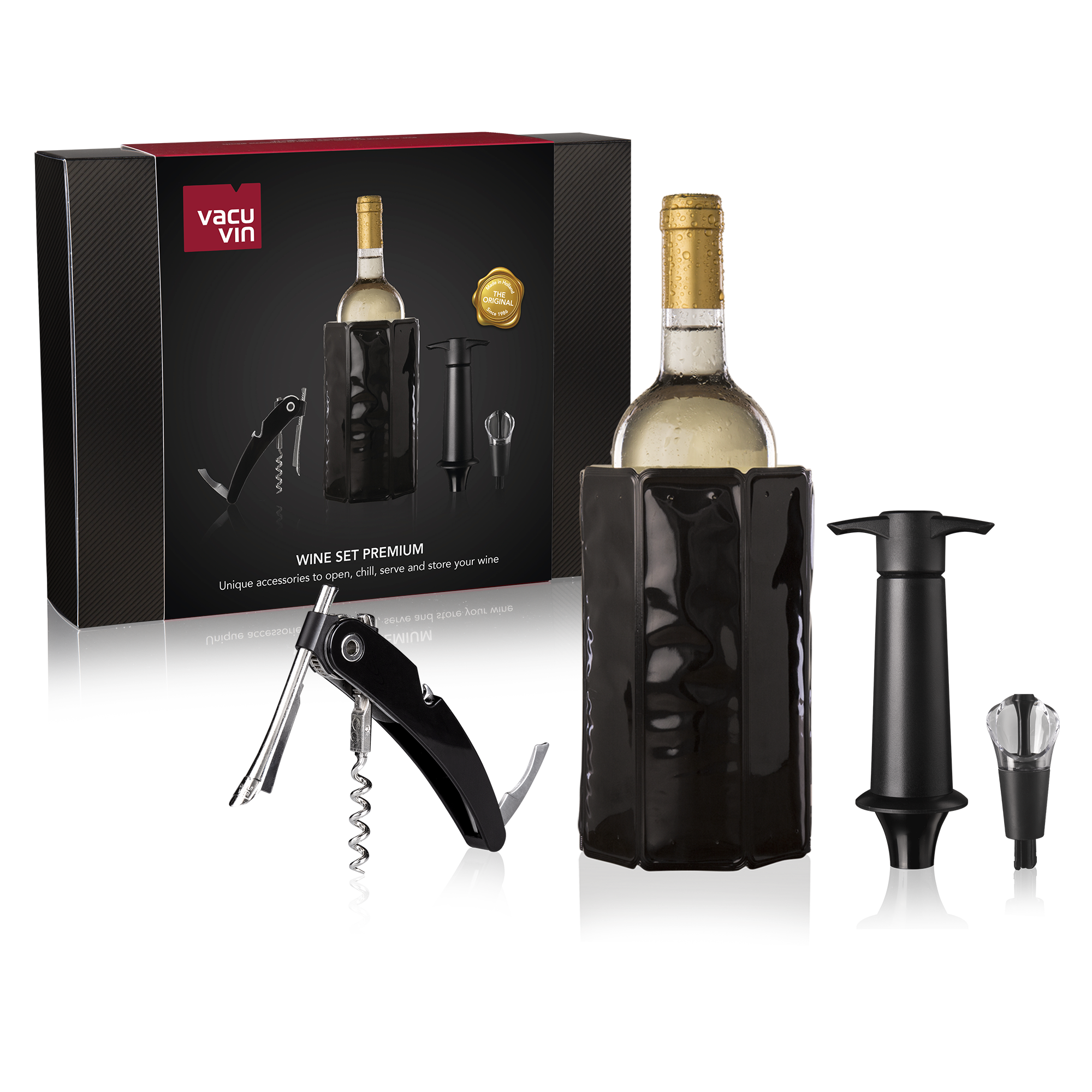 Vacu Vin Wine Set Air Deluxe - 5pc Collection of High Quality Accessories  for Effortless Wine Opening - Precise Aerating - Elegant Serving - Long  Term